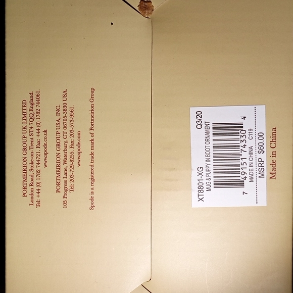 Set Christmas Spode Tree Mug & Puppy in Boot Ornament NIB - Picture 7 of 7